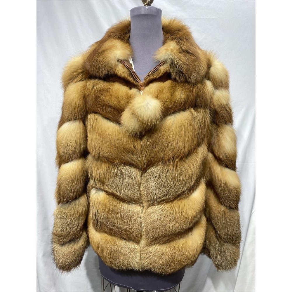 natural red fox jacket vcut design bomber (81242)
